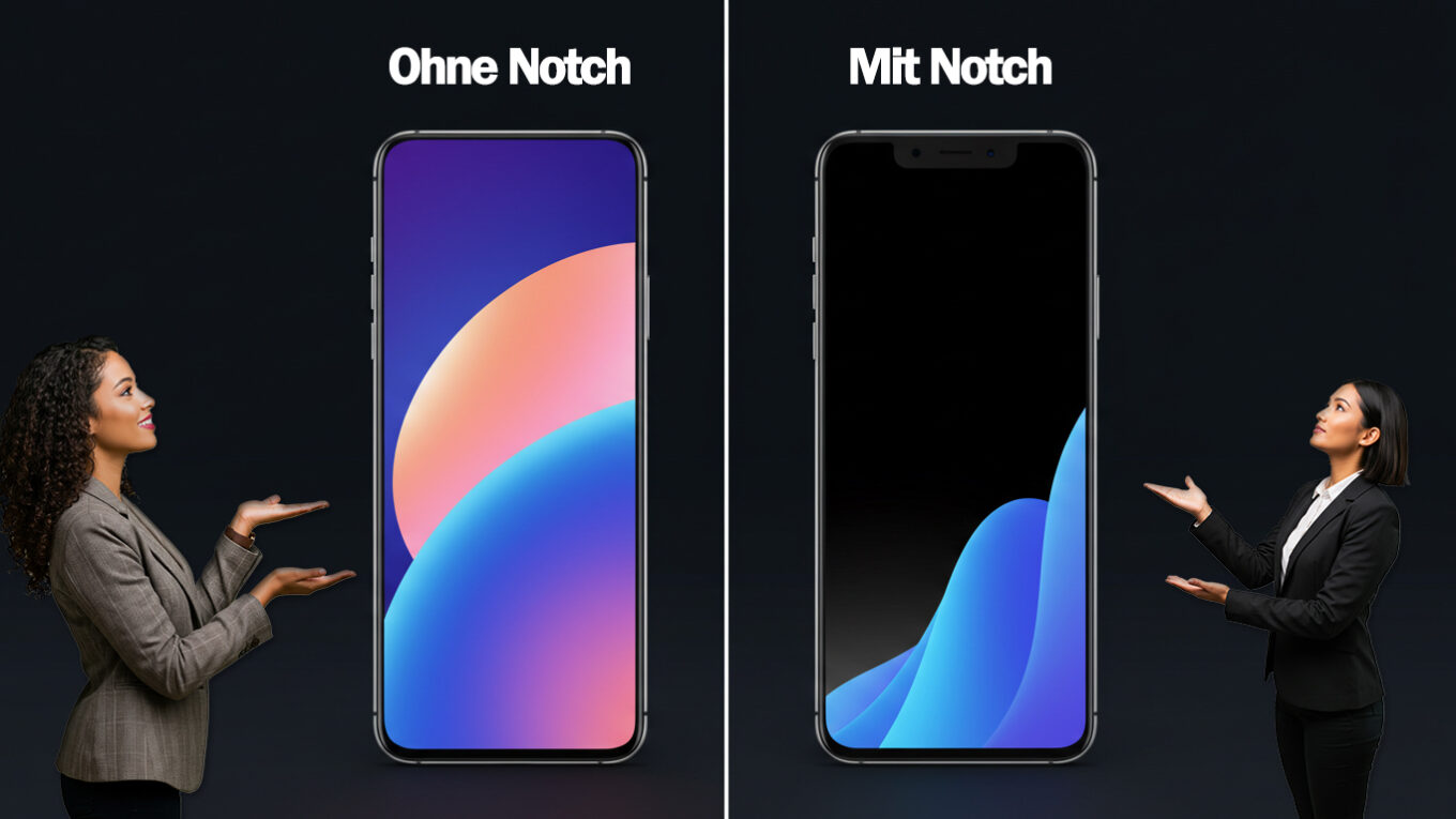 Smartphone no notch and with notch compare